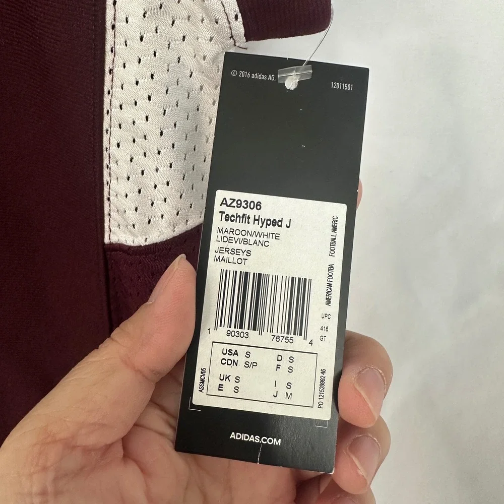 New Adidas Techfit Hyped Football Jersey Maroon White Athletic‎ Top Mens Small
